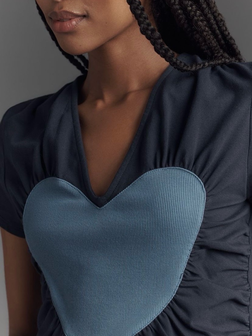 Maeve Heart Embellished V-Neck Tee, Bought at Anthropology, NWT, Medium!